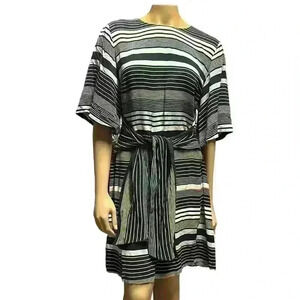 Ann Taylor Striped Tie Waist Shift Dress size 10